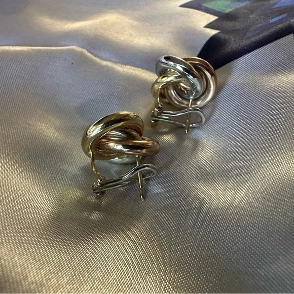 Blue Nile 14K tri-color Italian gold earrings - Picture 9 of 10